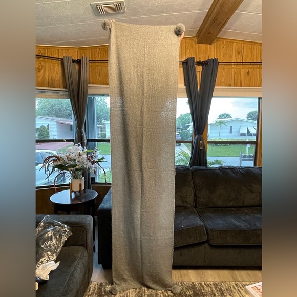 MICHAEL STARS Super Luxe Party Pom Pom Wrap Scarf In Gray - Picture 4 of 8